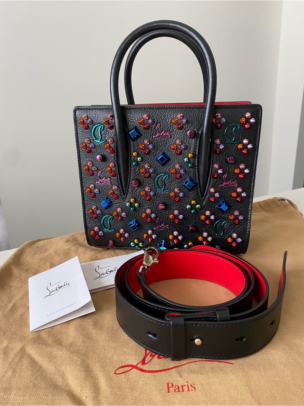 Christian Louboutin Mini Paloma Multicolor Spikes Loubinhesky Shoulder Bag NWT - Picture 11 of 17